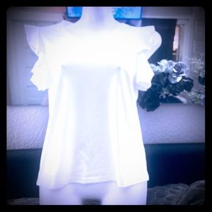 White ruffle sleeve top
